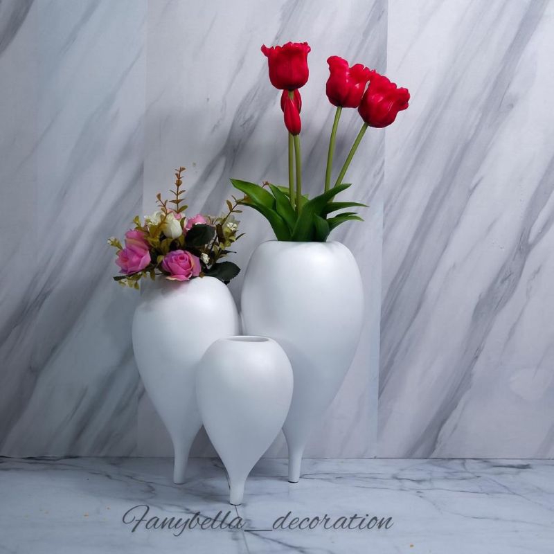 Vas Bunga Keramik Putih Minimalis Mewah Nordic Unik Abstrak Dekorasi Rumah