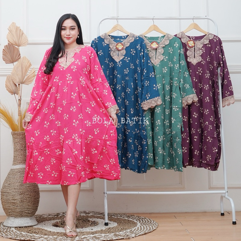 DASTER RENDA LENGAN PANJANG MOTIF BUNGA MERICA