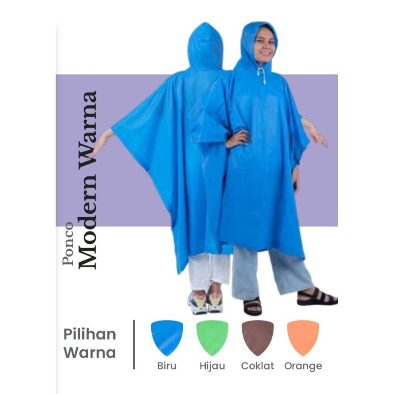 IBEX - Jas Hujan Ponco Modern Murah IBEX Poncho BIRU