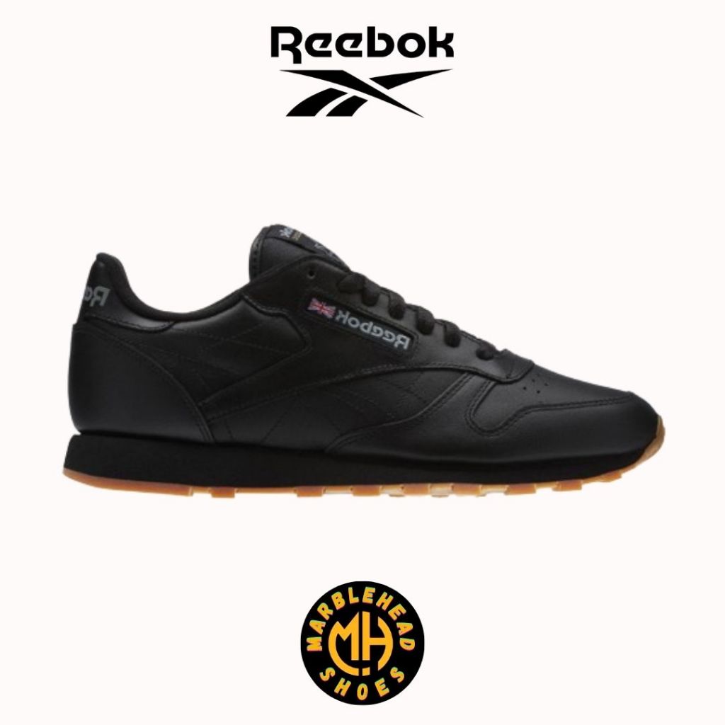 Sepatu Sneakers REEBOK CLASSIC LEATHER BLACK GUM 100% Original BNIB