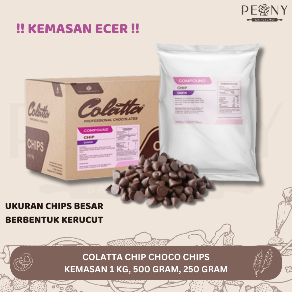 

COLLATA COKLAT COMPOUND CHIPS / COLATTA CHOCO CHIPS KEMASAN REPACK