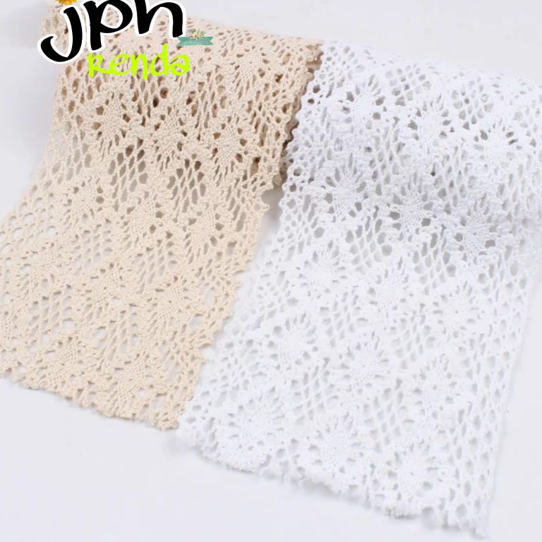 HEMAT PROMO Renda rajut lebar 12cm renda kait lebar 12cmpermeter