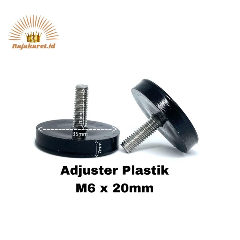 Adjuster M6 × 20mm Diameter Plastik Stabil Kaki Meja