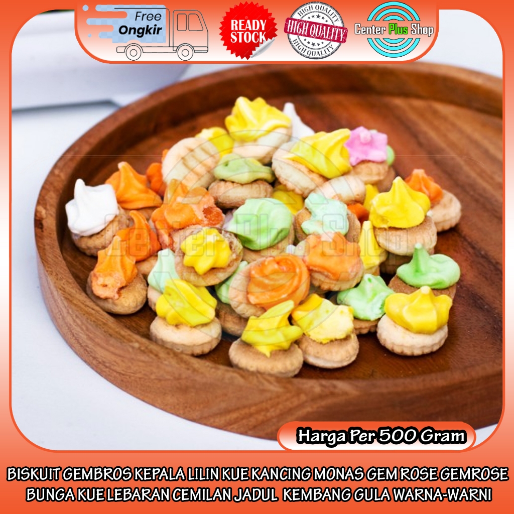 

Gembros Gem Rose Gemrose Kue Monas Biskuit Kancing Cluitan Kepala Lilin Bunga Kembang Gula Jajanan Jajan Lebaran Idul Fitri Cemilan Imlek Jadul Warna-Warni Beskuit Biscuit Jaman Dulu Enak Manis Renyah Lezat Isi 500gram Gr Wafer RDS4