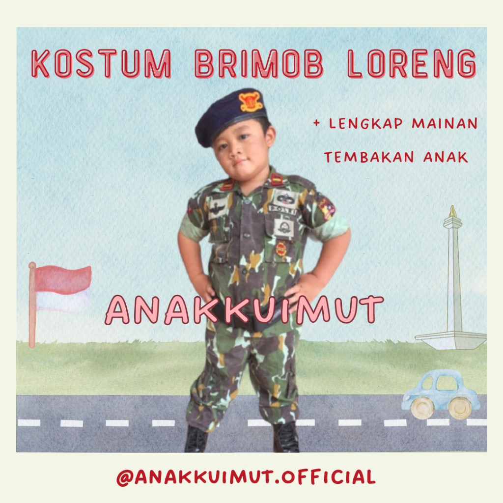 [ANAKKUIMUT] KOSTUM BRIMOB LORENG ANAK - BAJU BRIMOB LORENG ANAK - SERAGAM BRIMOB LORENG ANAK - BAJU