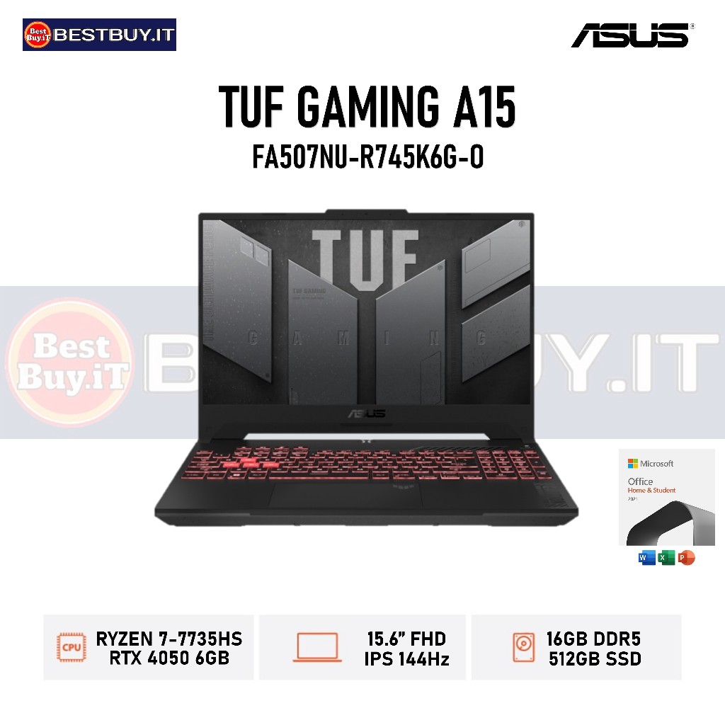 ASUS TUF Gaming A15 FA507NU R745K6G O R7-7735HS 16GB 512GB RTX4050 W11