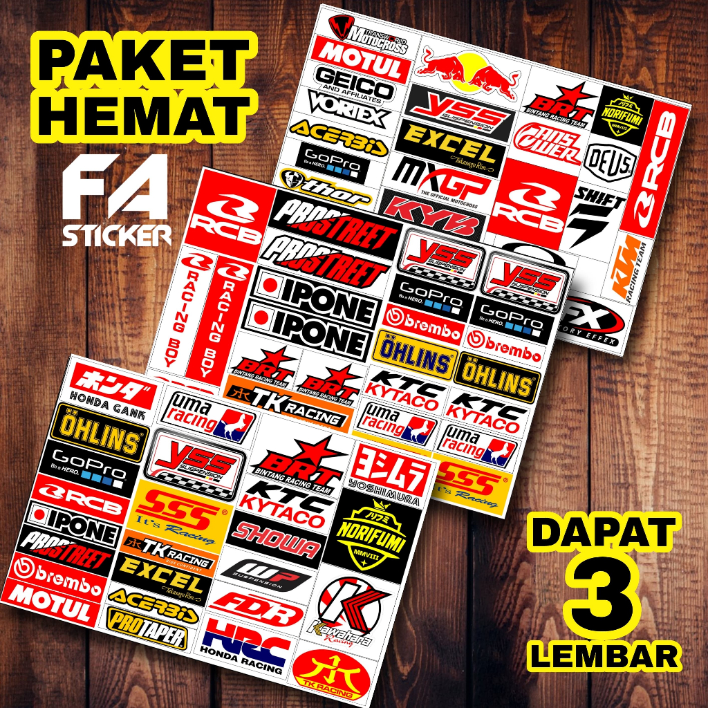 Stiker Racing Pack Sticker Racing Print Stiker Sponsor Stiker Helm Stiker Motor Sticker Motor Stiker