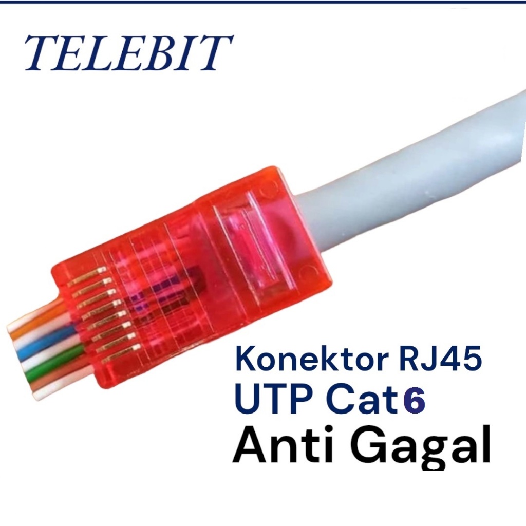 Telebit Connector RJ45 UTP Cat6 Gold Plated Anti Gagal Eceran