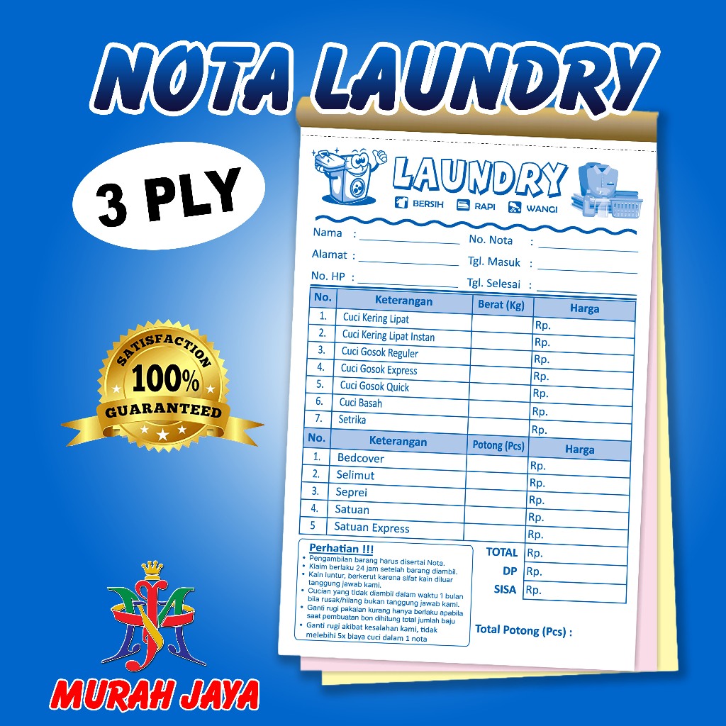 

NOTA LAUNDRY 3 PLY 1/4 FOLIO NEW