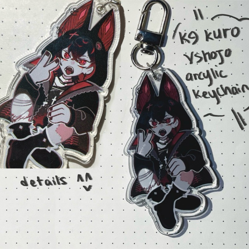 fanmerch K9 KURO vtuber vshojo arcylic keychain