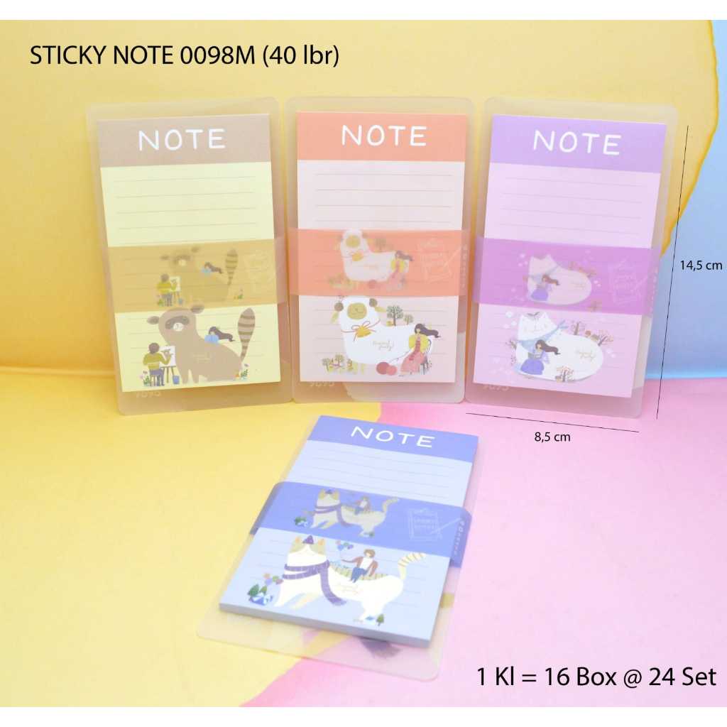 

sticky note memo 9695 kode 0098M cute animal/ 0100M dino 14.5 x 8.5 cm isi 40 lembar medium sedang