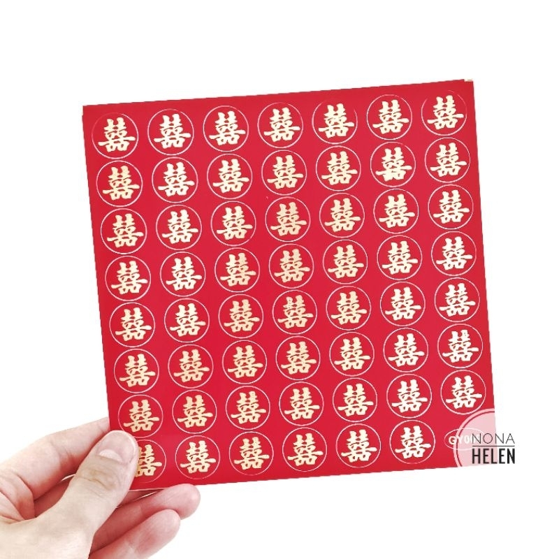 

Tempelan stiker shuang xi bahan plastik isi 55pcs/perlengkapan sangjit