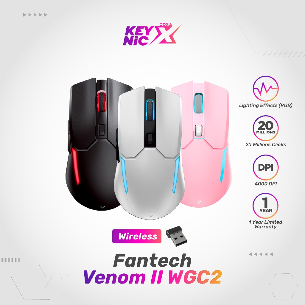 Fantech VENOM II WGC2 Wireless Mouse Gaming Rechargeable Garansi Resmi KEYNIC