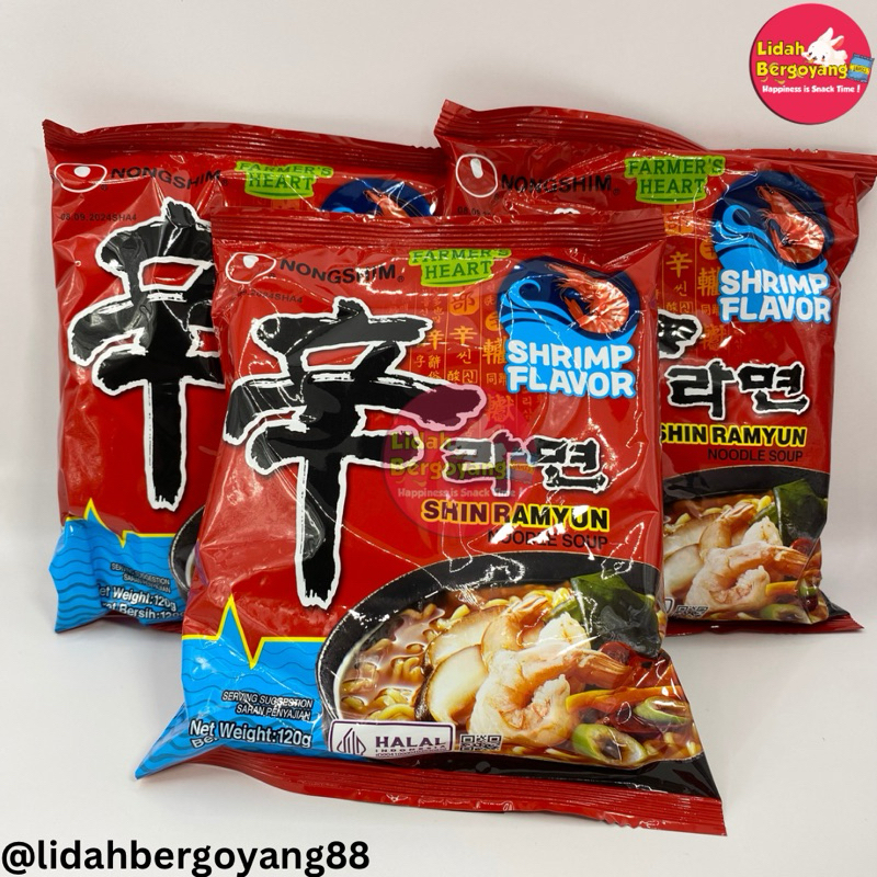 

Nongshim Shin Ramyun Noodle Soup Shirmp Flavor / Shin Ramyun Noodle Soup / Nongshim Noodle / Ramyun / Mi Instan Korea