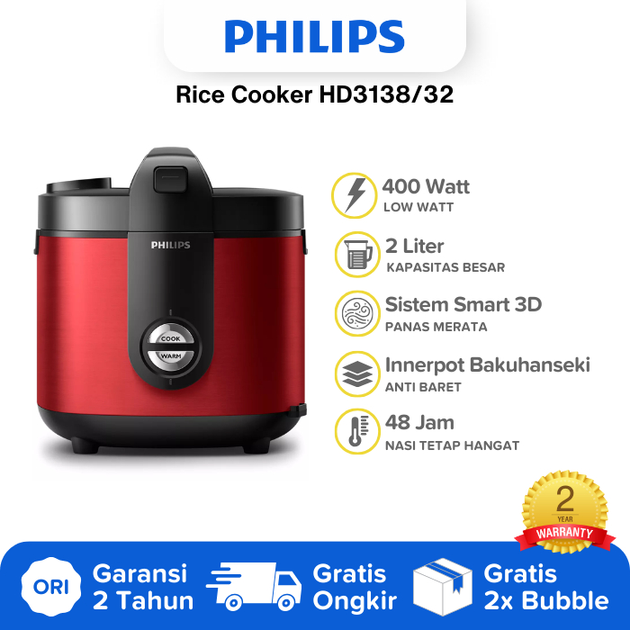 Philips Rice Cooker HD3138/32 Magicom Phillips HD 3138 Low Watt Mejikom Philip Reskuker