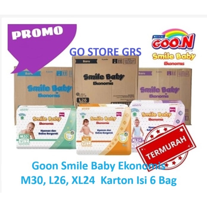 [ KARTON ] Goon Smile Baby Ekonomis  ( M30 , L26 ,  XL24 ) Pants Karton  Isi 6 Bag  / Goo.n Carton /