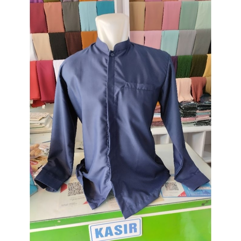 BAJU MUSLIM KEMEJA KOKO / KEMKO JAYN MQ FASHION BIRU / NAVY POLOS