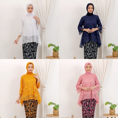 REAL PICT atasan kebaya rinjani brokat warna MERAH CABE / kebaya brukat / Kebaya Modern / Kebaya Wis