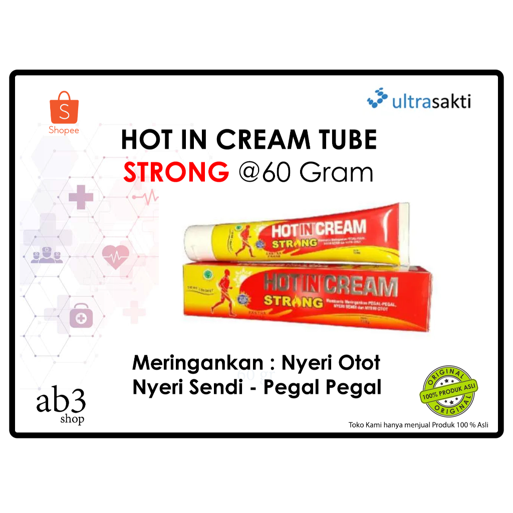 HOT IN CREAM STRONG TUBE 60 GRAM / HOTIN CREAM 60 GR / PEREDA NYERI OTOT DAN SENDI