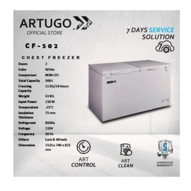 ARTUGO CF502 Chest Freezer Box CF 502 500Liter