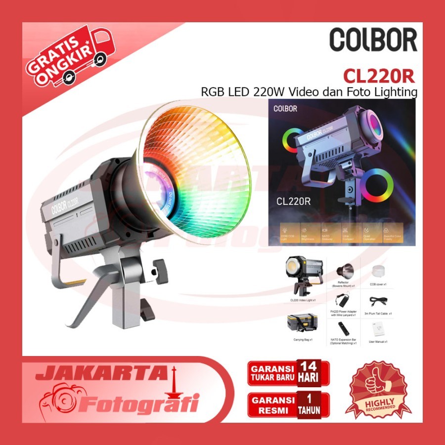 Colbor CL220R RGB LED 220W Video dan Foto Lighting CL 220R RGB