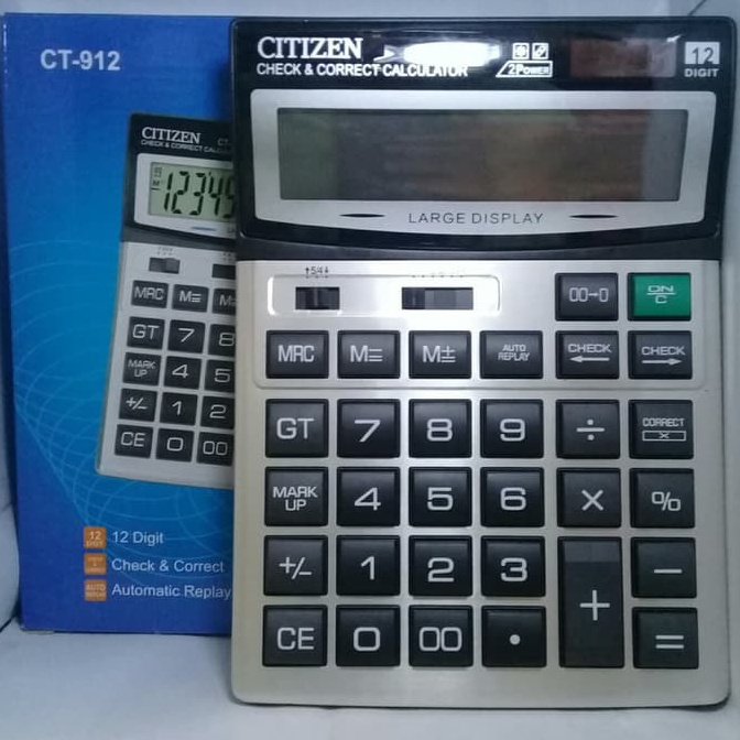 

ART J92X KALKULATOR CITIZEN CT912 BESAR JUMBO BIG SIZE ANGKA KOMPUTER 12 DIGIT BATERAI AA A2 CALCULATOR