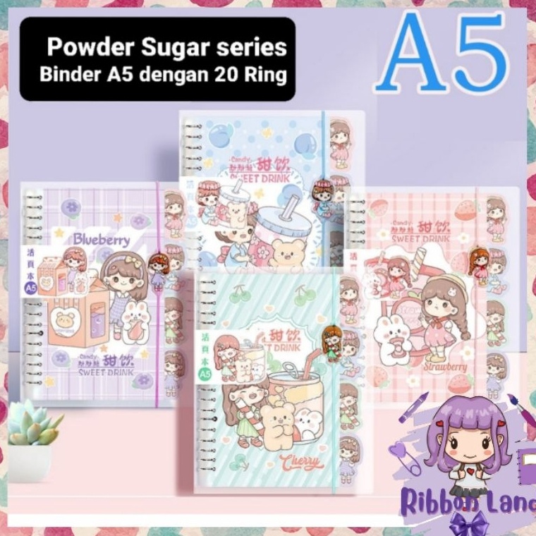 

ART L35K SET Binder A5 2 Ring Lengkap Divider Kertas Motif POWDER SUGAR