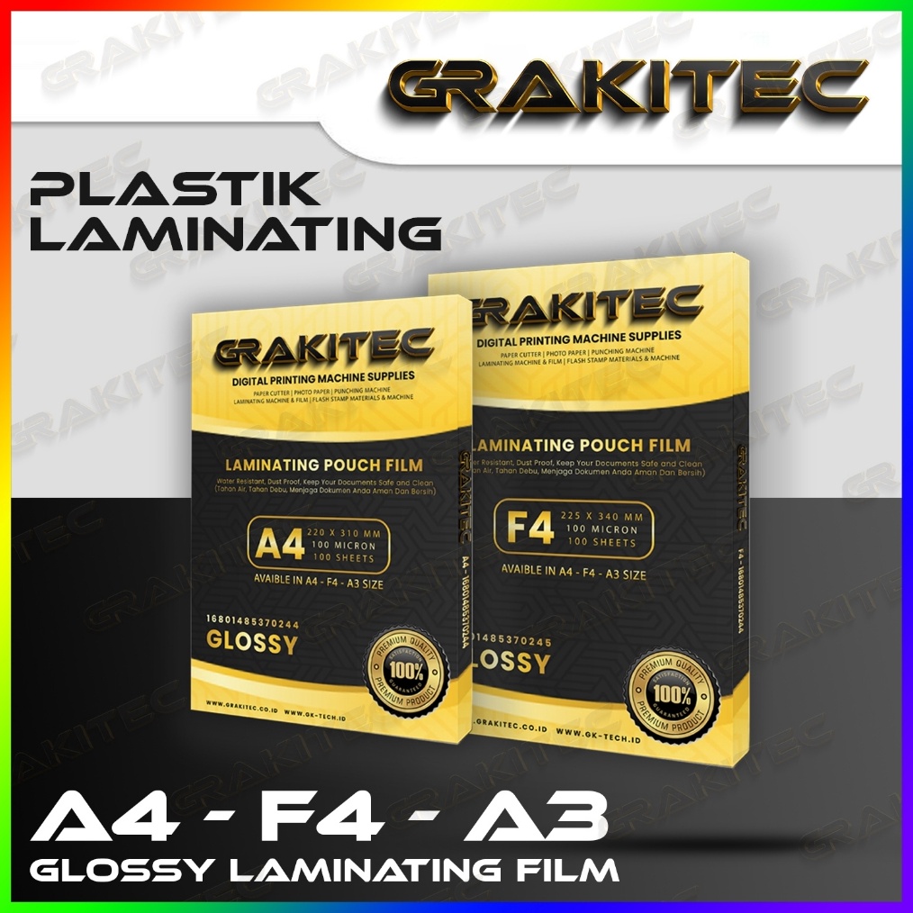 

ART E49K Plastik Laminating FIlm F4 A4 Glossy 1 MICRON 1 PCS Grakitec New