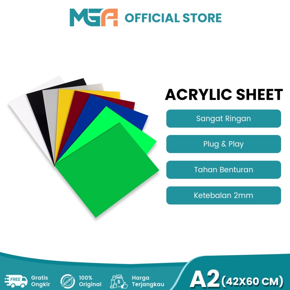 

ART K49R AKRILIK ACRYLIC SHEET LEMBARAN A2 2MM TRANSPARAN WARNA GROSIR BERKUALITAS