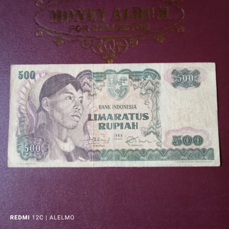 500 rupiah uang sudirman tahun 1968 beredar asli utuh KAK092100