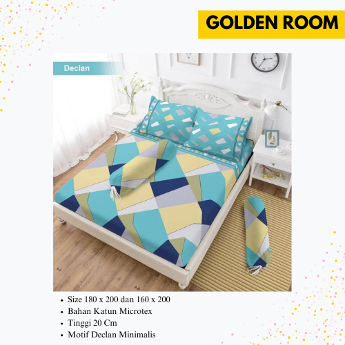 Sprei Vito Motif Declan Bantal 2 Tinggi 20 Seprai Katun Halus B2 T20 Warna Hijau Tosca Cerah 180 x 2