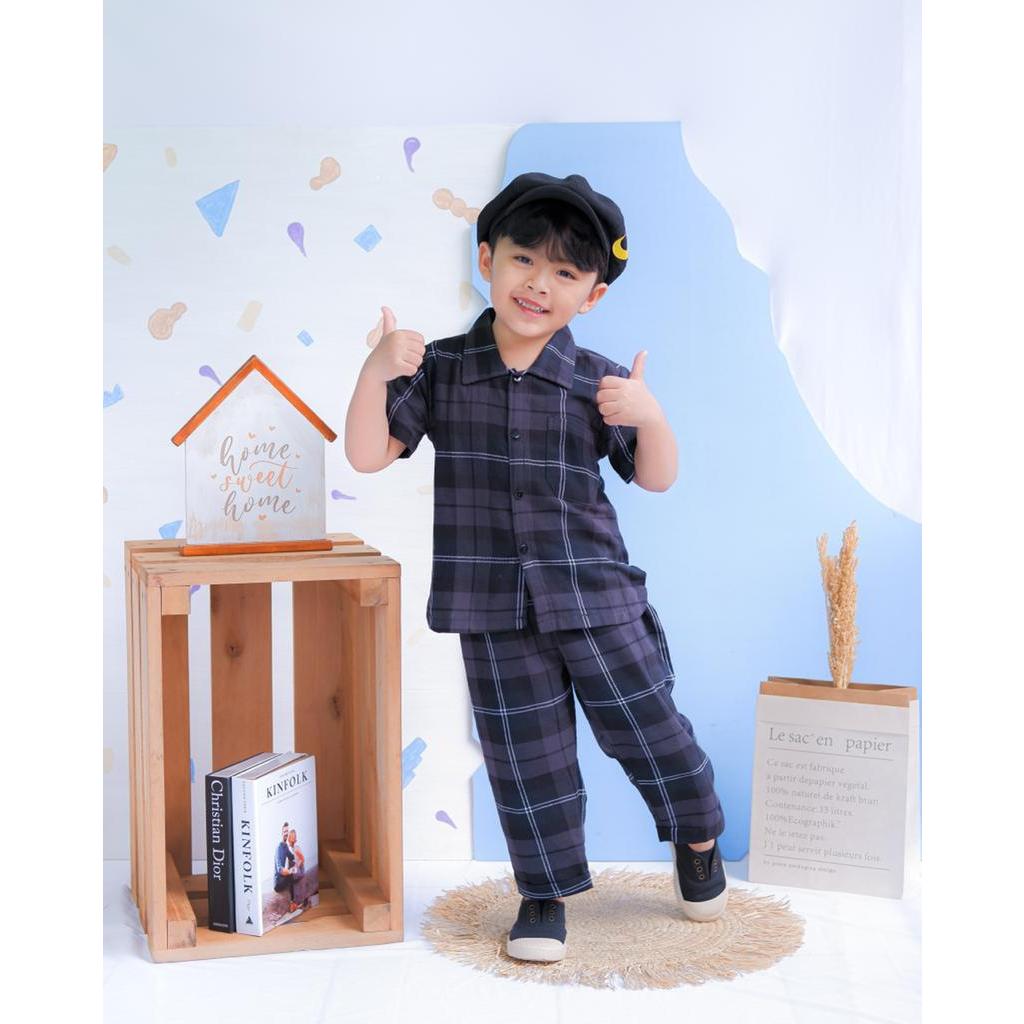 Setelan Flanel Anak Baju Anak Kemeja Setelan Bahan Katun Flanel Size 2 4 6 8 10 tahun