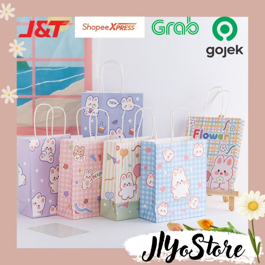

Tas Kertas Paper Bag Bungkus Wadah Tempat Kado Motif Beruang Hadiah Anak Aesthetic Lucu