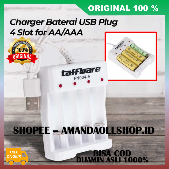 4 Slots Baterry Charger Alat Charger Baterai 4 Slot Charger Baterai AAA 100% ASLI