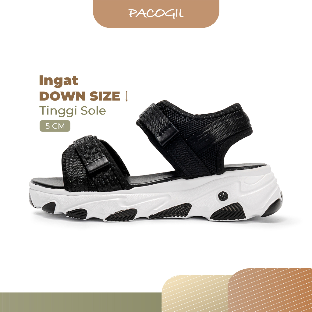 PACOGIL Adena Sandal Platform Tinggi Wanita Black White SA11