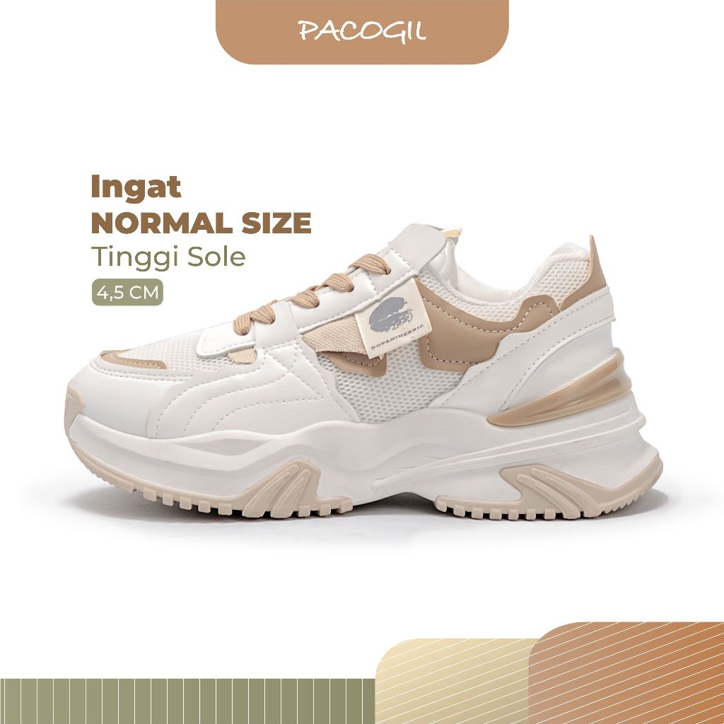 PACOGIL Xeenia Sneakers Wanita Black / Brown / Cream Sepatu Sport 6039