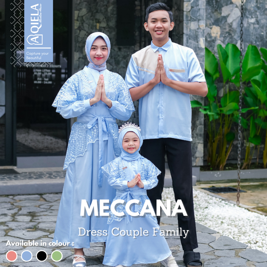 Dress Muslim Keluarga Sarimbit Idul Fitri 2026 Keluarga Baju Couple - Meccana Aqiela Muslim House