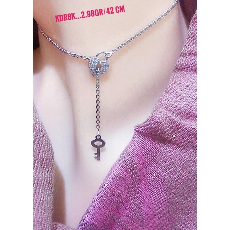 KALUNG EMAS FASHION LAPIS PUTIH 2.98 GRAM 42 CM KADAR 8K