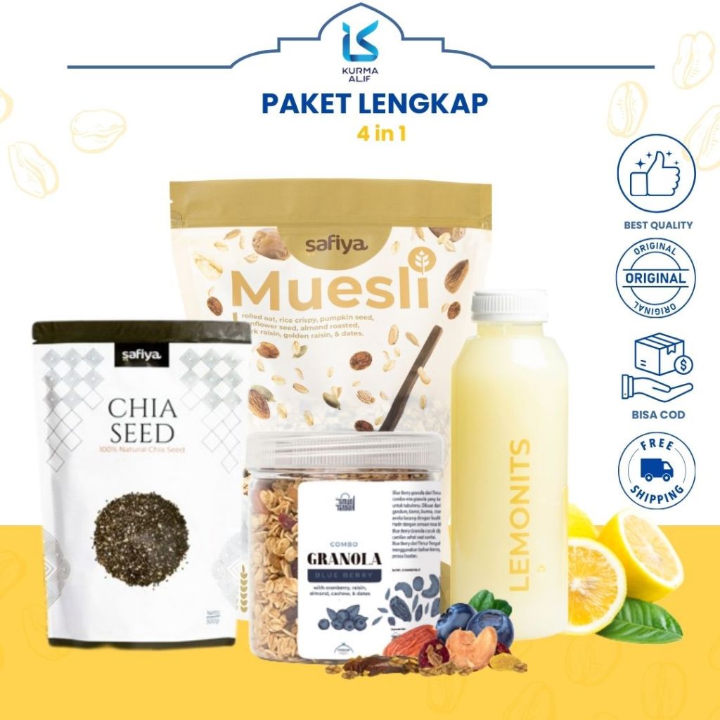 

[4 in 1 Full Package DIET] Muesli 500gr + Lemonits 500ml + Chiaseed 250gr + Granola 250gr