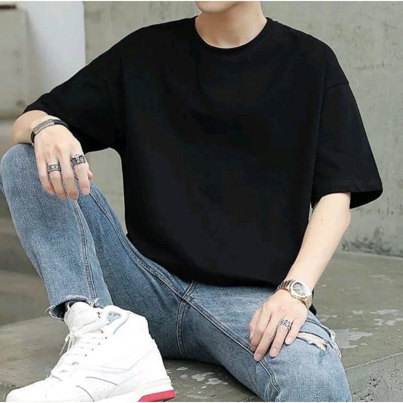 KAOS PRIA POLOS HITAM KAOS DISTRO PRIA HITAM