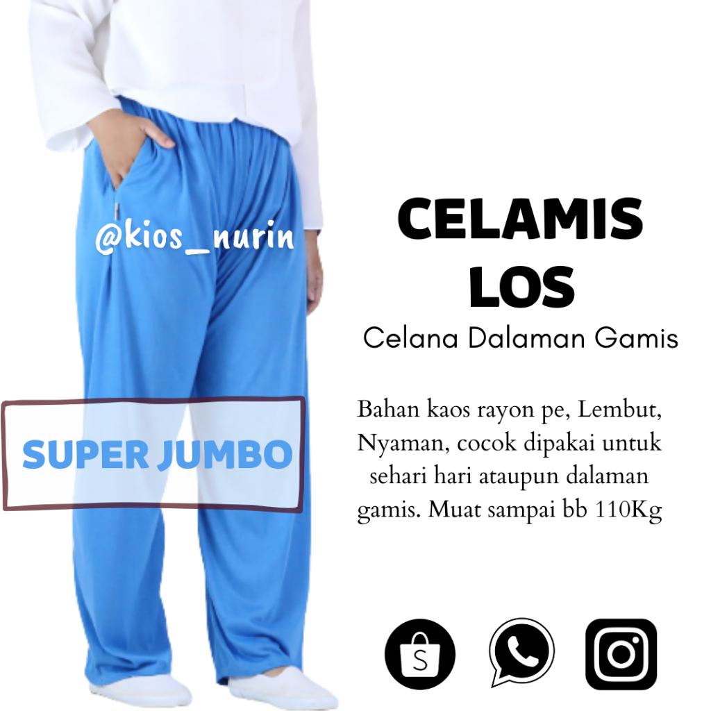 CELANA LOS SUPER JUMBO XXL | Celana Wanita | Celana Kaos Rayon Adem Nyaman | Celana Dalaman Gamis | 