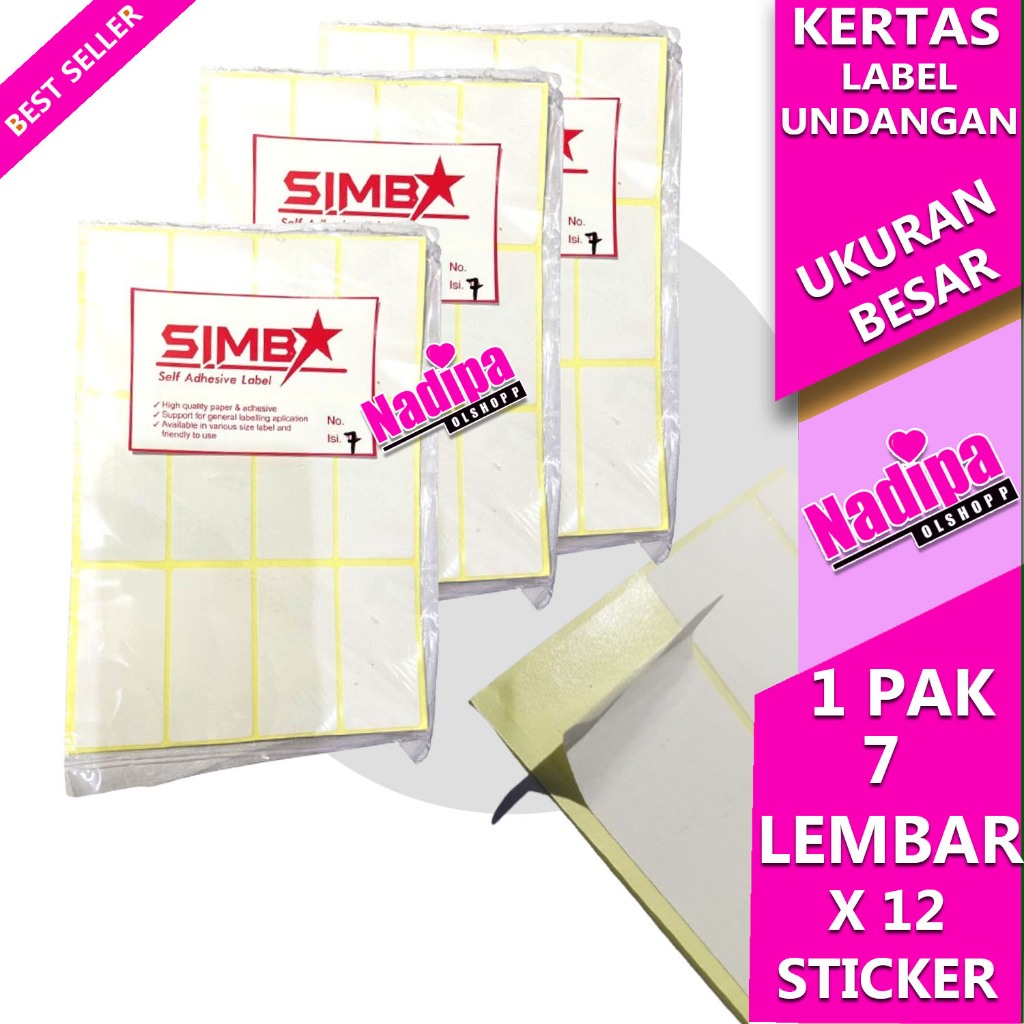 

KERTAS LABEL STICKER HARGA BESAR 1 PAK ISI 7 LEMBAR NADIPA OLSHOPP