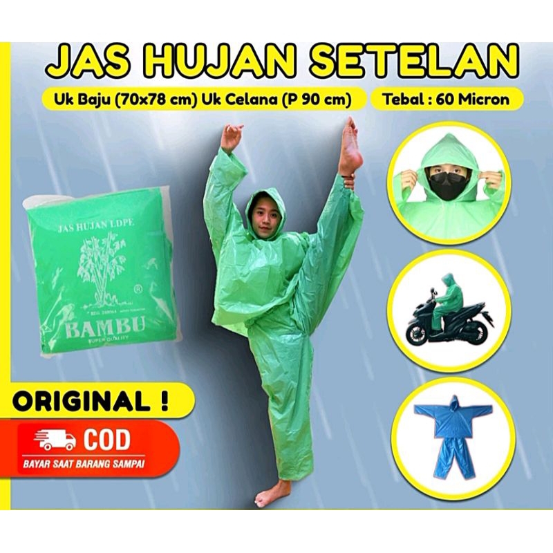 jas hujan setelan bambu