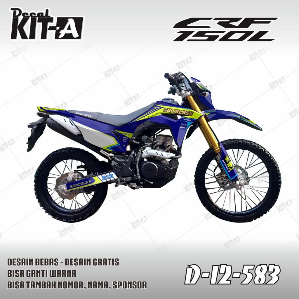 Decal CRF 150 Stiker Motor Honda crf150 fullbody Biru List Hijau Stabilo D-I2-583