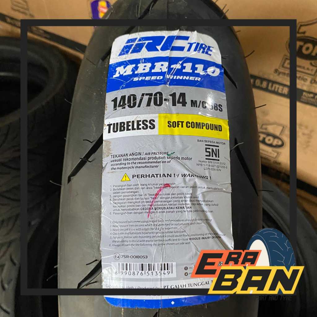 BAN LUAR IRC MBR-110 140 70 RING 14 TUBELESS SOFT COMPOUND