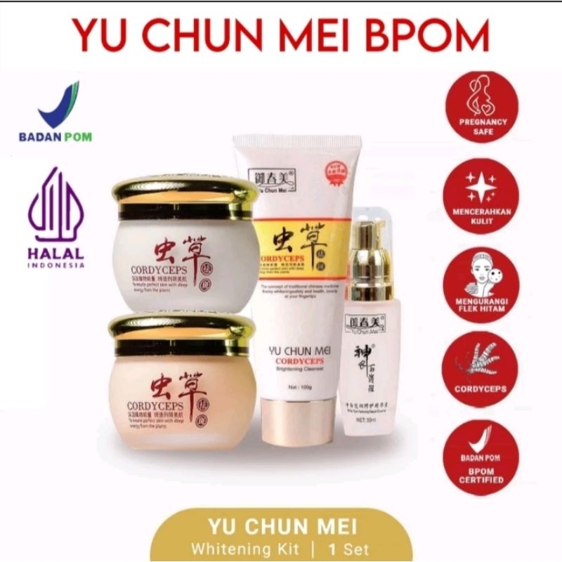 [BPOM ORIGINAL LOKAL] YU CHUN MEI Cordyceps 4 in 1Brightening set