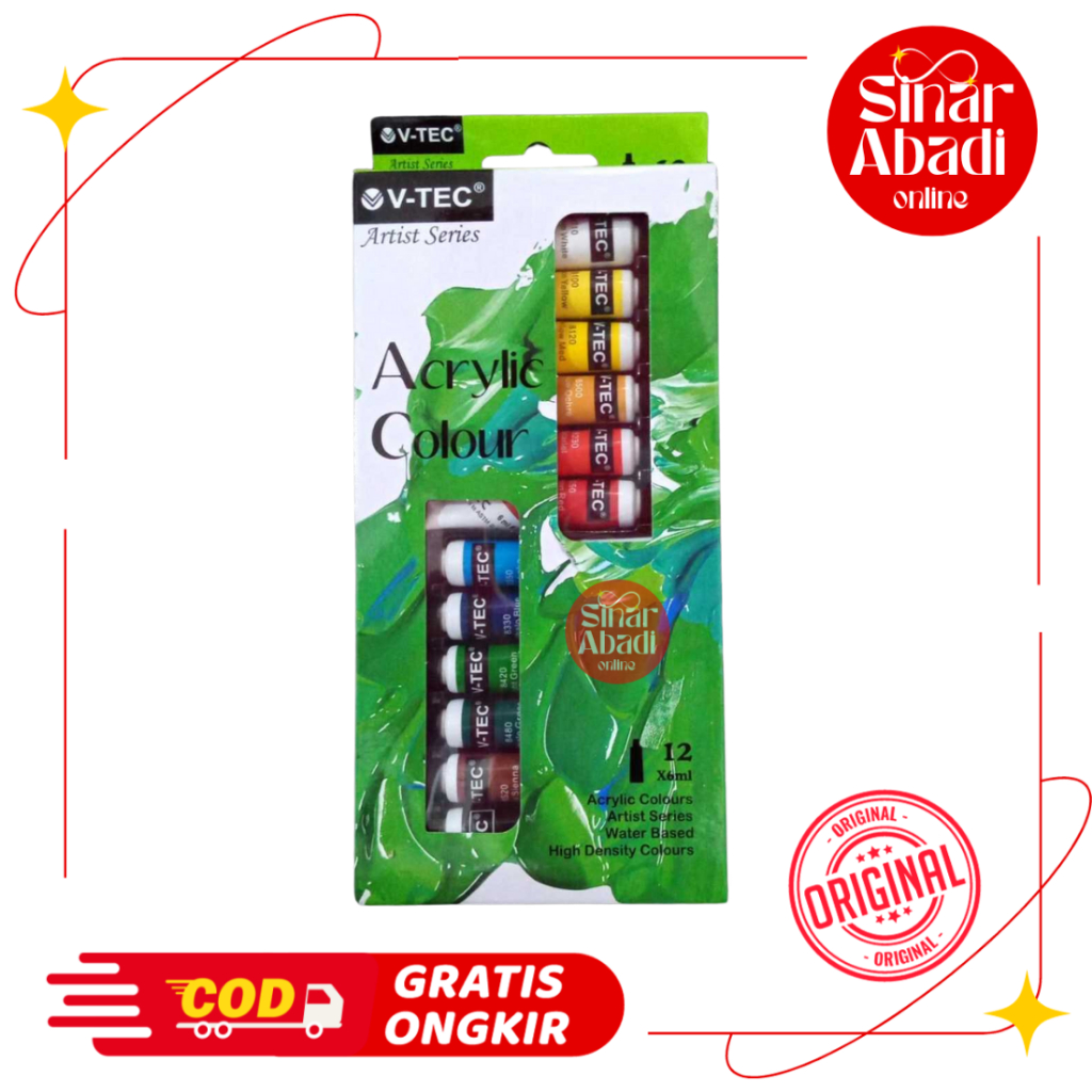 

CAT AKRILIK / ACRYLIC COLOR V-TEC 12 WARNA 6ML VT-612