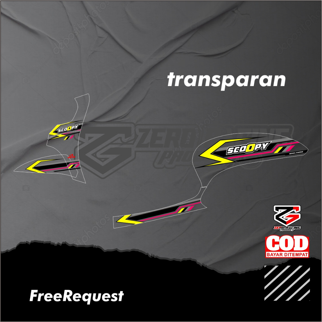 stiker striping motor honda scoopy variasi transparan free request nama nmr
