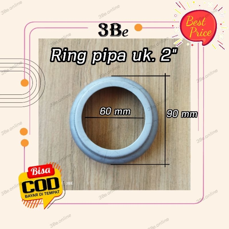 Ring pipa bulat uk. 2in kaki tapak ring cembung pipa 2 in ornamen aksesoris pintu pagar railing besi