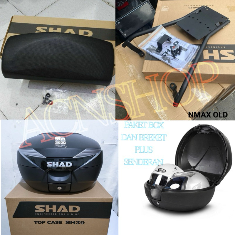 PAKETAN BOX SHAD SH39 DAN BREKET BOX SHAD NMAX PLUS BACKREST SHAD